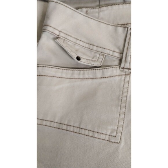 Jordache Pants Womens 13/14 Cream Color Brown Stitching Cropped Cuffed Mid Rise - Picture 7 of 11